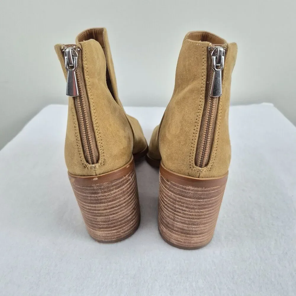 Nordstrom B.P. Brynne Pointed Toe Ankle Boots Size 10 Tan Block Heel